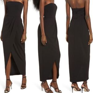 WAYF Angelique Strapless Tulip Gown in Black Size S
